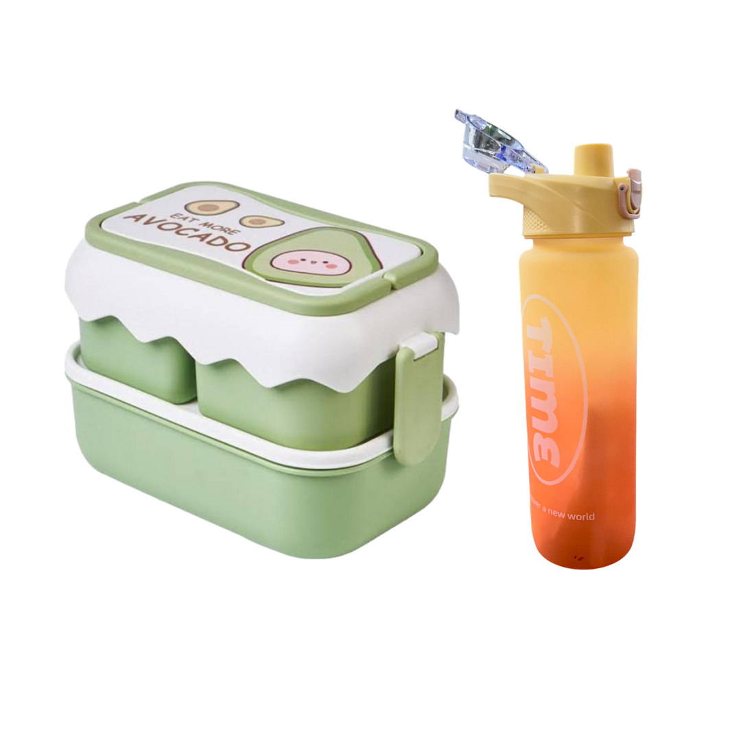 Pack Escolar Kids 3 - Táper Casita Verde con Tomatodo Time 1Lt Naranja