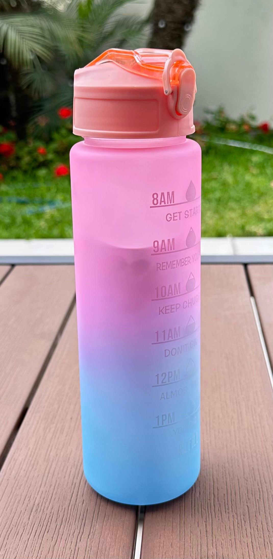 Tomatodo Duo 2 en 1 Litro Tapa Rosado - envase rosado con celeste