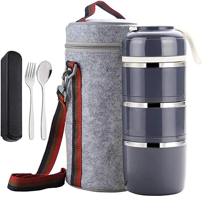 Pack Escolar Teens 5 - Táper Térmico 3 Niveles 1.25 Lt. con Vaso Stanley de 40 Oz mas Termo Digital de 500 Ml. y Tomatodo Dúo Celeste - Naranja