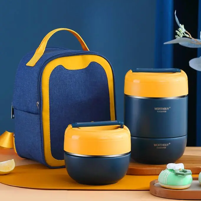 Pack Escolar Mega 1 - Táper Térmico 2 Niveles 1.5 Lt. con Termo Digital de 500 Ml. mas Lonchera Tipo Bento Celeste mas Bolsa Térmica Ploma y Tomatodo 2 Lt Celeste - Melón