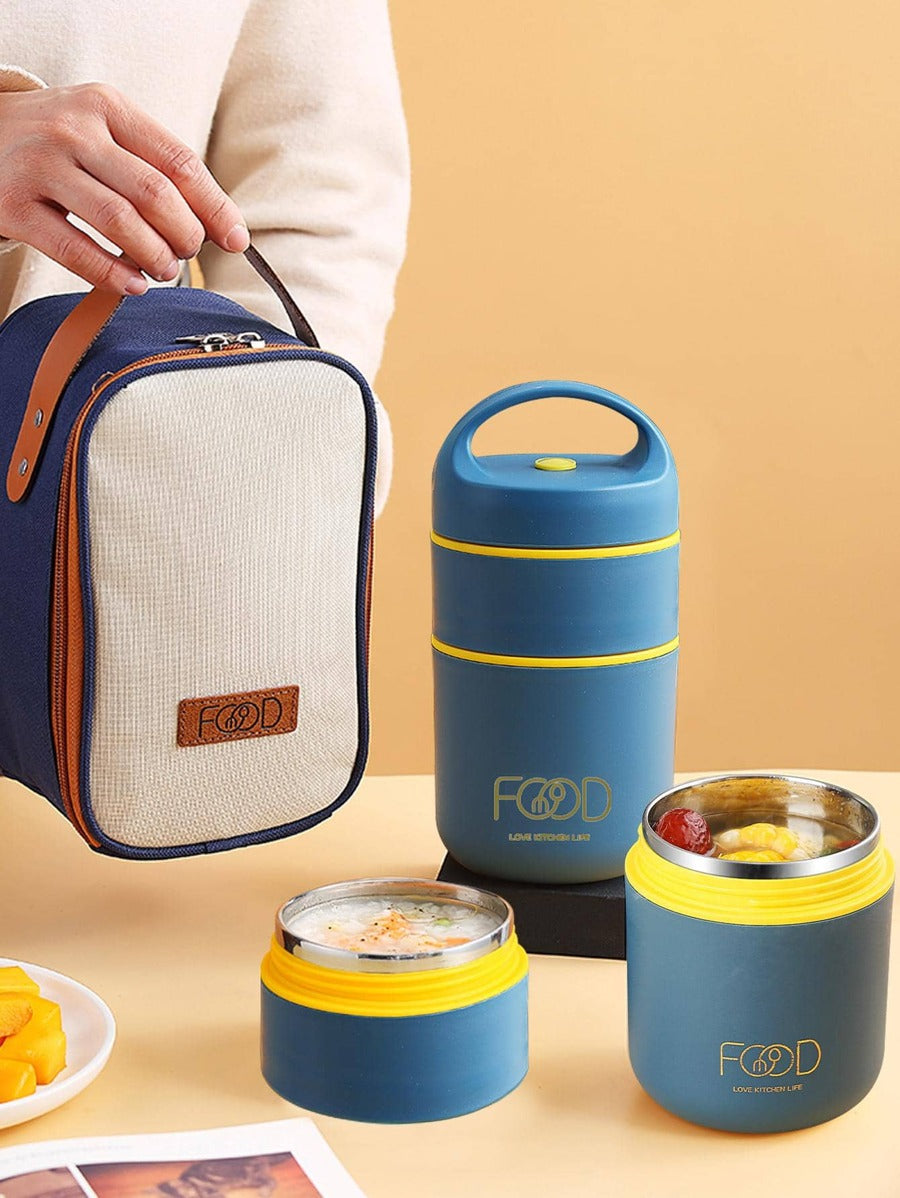 Pack Escolar Boys 7 - Táper Térmico Food Love Verde con Termo Digital Kids Azul - Celeste