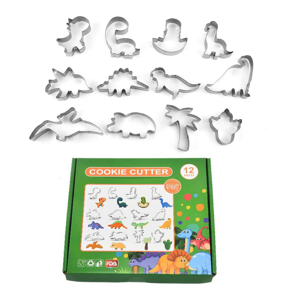 Cortadores con diseño de dinosaurio de acero inoxidable