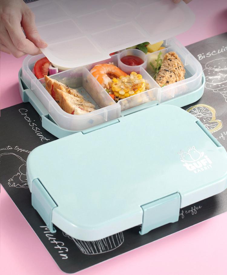 Pack Escolar Boys 4 - Lonchera Tipo Bento Celeste con Termo Digital Kids Naranja - Azul
