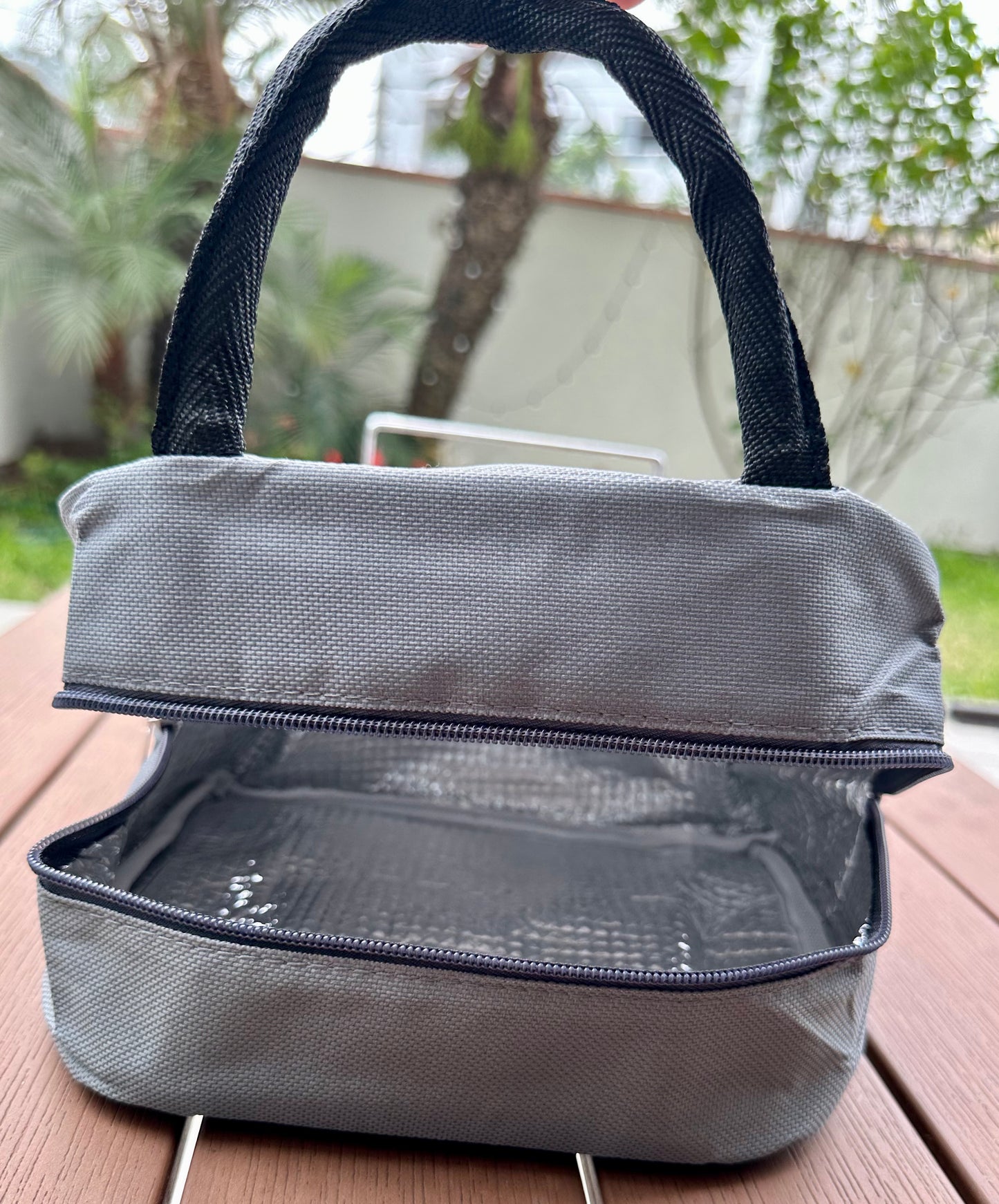 Lonchera bolsa térmica cara osito - plomo