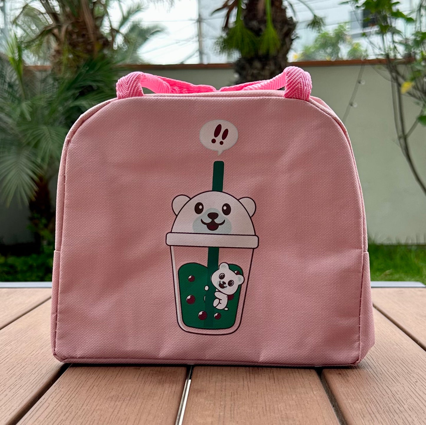 Lonchera bolsa termica vaso osito - rosado